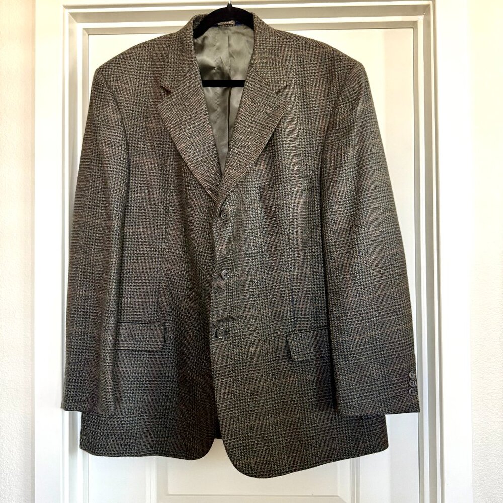 Brooks Brothers 346 Cashmere Wool Blend plaid blazer sz 46 Regular